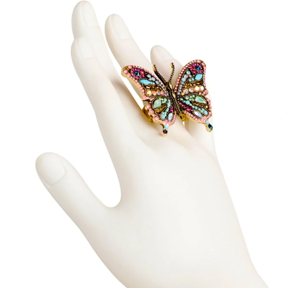 Betsey Johnson Boho Butterfly Cocktail Stretch Ring New - Picture 4 of 4